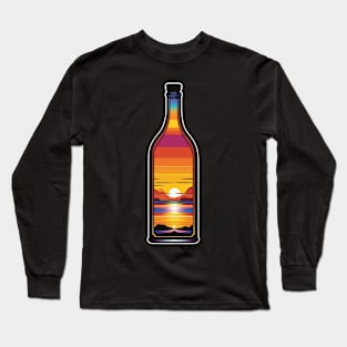 "Crimson Eclipses: Bottled Sunsets Unveiled" Long Sleeve T-Shirt